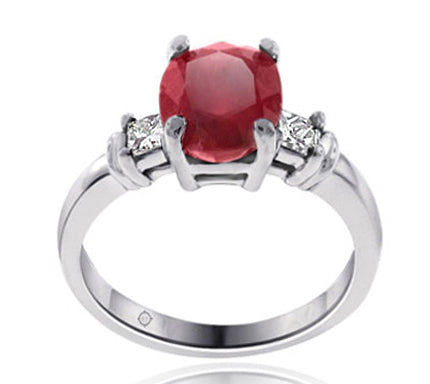 3.53 Carat 14k White Gold Ruby And Diamond Ring - R10300
