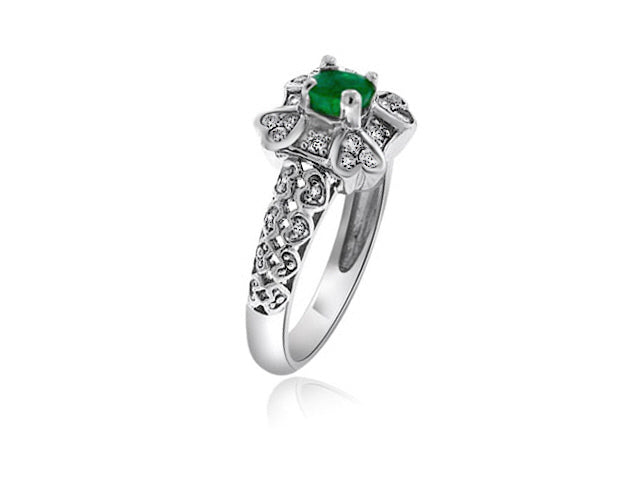 .95 Carat 14k White Gold Emerald And Diamond Ring - R10311