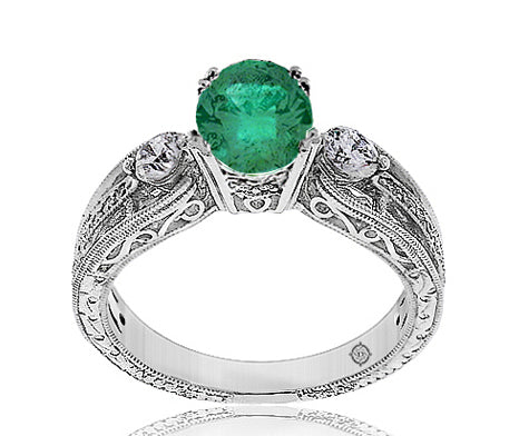2.50 Carat 14k White Gold Emerald And Diamond Ring - R10327