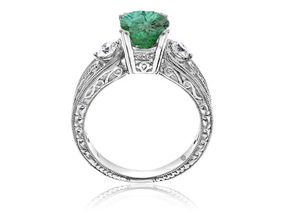 2.50 Carat 14k White Gold Emerald And Diamond Ring - R10327