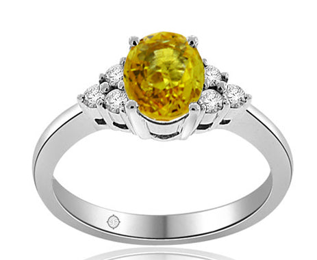 1.40 Carat 14k White Gold Yellow Sapphire And Diamond Ring - R10329