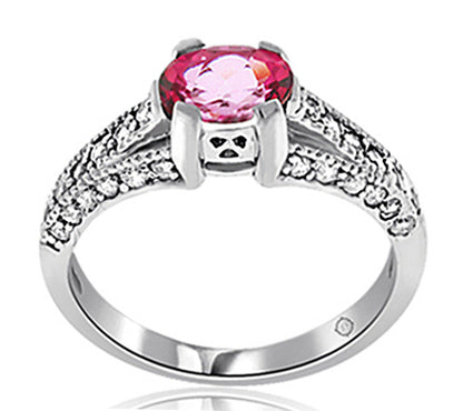 1.30 Carat 14k White Gold Pink Sapphire And Diamond Ring - R10334