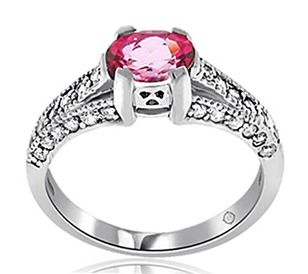 1.30 Carat 14k White Gold Pink Sapphire And Diamond Ring - R10334