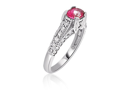 1.30 Carat 14k White Gold Pink Sapphire And Diamond Ring - R10334