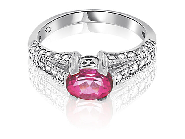 1.30 Carat 14k White Gold Pink Sapphire And Diamond Ring - R10334
