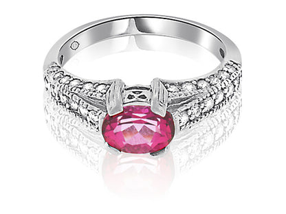 1.30 Carat 14k White Gold Pink Sapphire And Diamond Ring - R10334