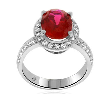 4.98 Carat 14k White Gold Ruby And Diamond Ring - R10592