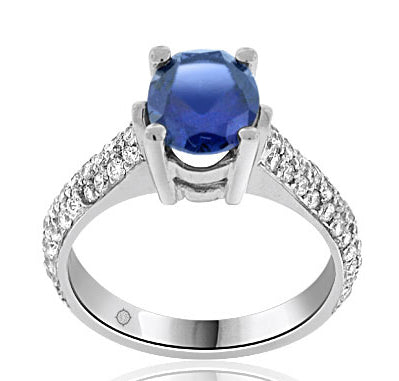 3.25 Carat 14k White Gold Sapphire And Diamond Ring - R10593
