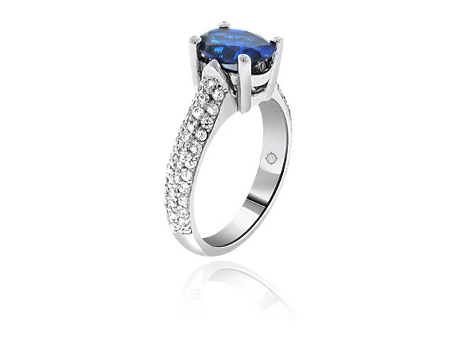 3.25 Carat 14k White Gold Sapphire And Diamond Ring - R10593