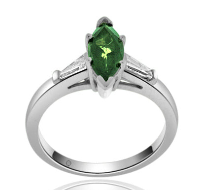 1.06 Carat 14k White Gold Tourmaline And Diamond Ring - R10629