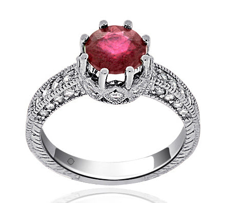 1.90 Carat 14k White Gold Ruby And Diamond Ring - R10645