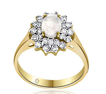 .90 Carat 14k Yellow Gold Opal And Diamond Ring - R10661