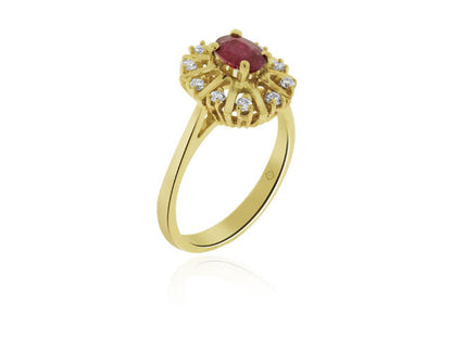 .75 Carat 14k Yellow Gold Diamond And Ruby Cocktail Ring - R10700