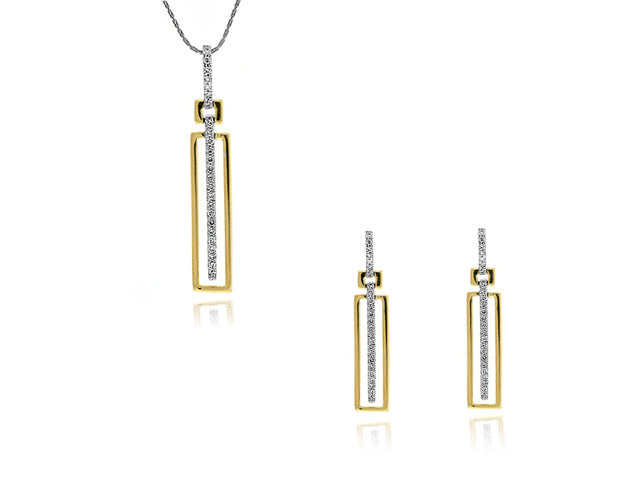 .65 Carat 2Tone 14k Gold Diamond Earrings And Pendant Set - SET0034